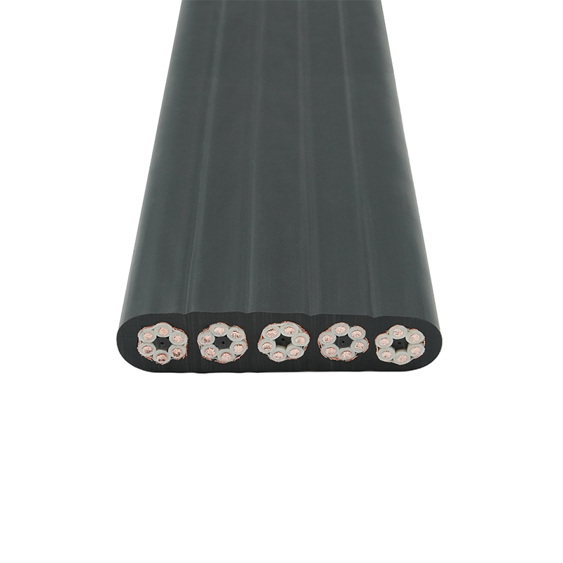 Guindaste blindado com bainha composta viajando em cabo plano