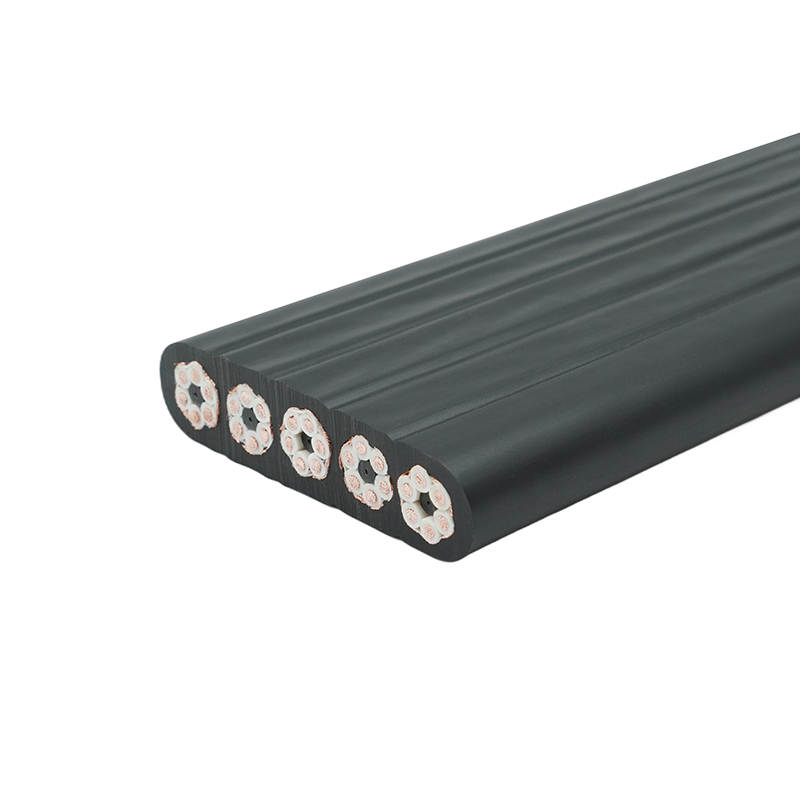 Guindaste blindado com bainha composta viajando em cabo plano