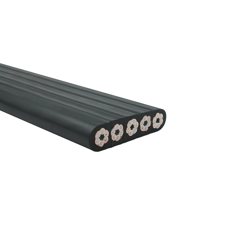 Guindaste blindado com bainha composta viajando em cabo plano